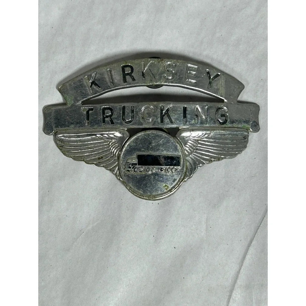 Vintage Kirksey Trucking Hat Badge Cap Advertising Semi Metal Pin Display